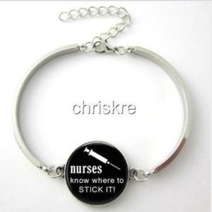Nursing Syringe Bracelet Silver RN LPN CNA 7-8"